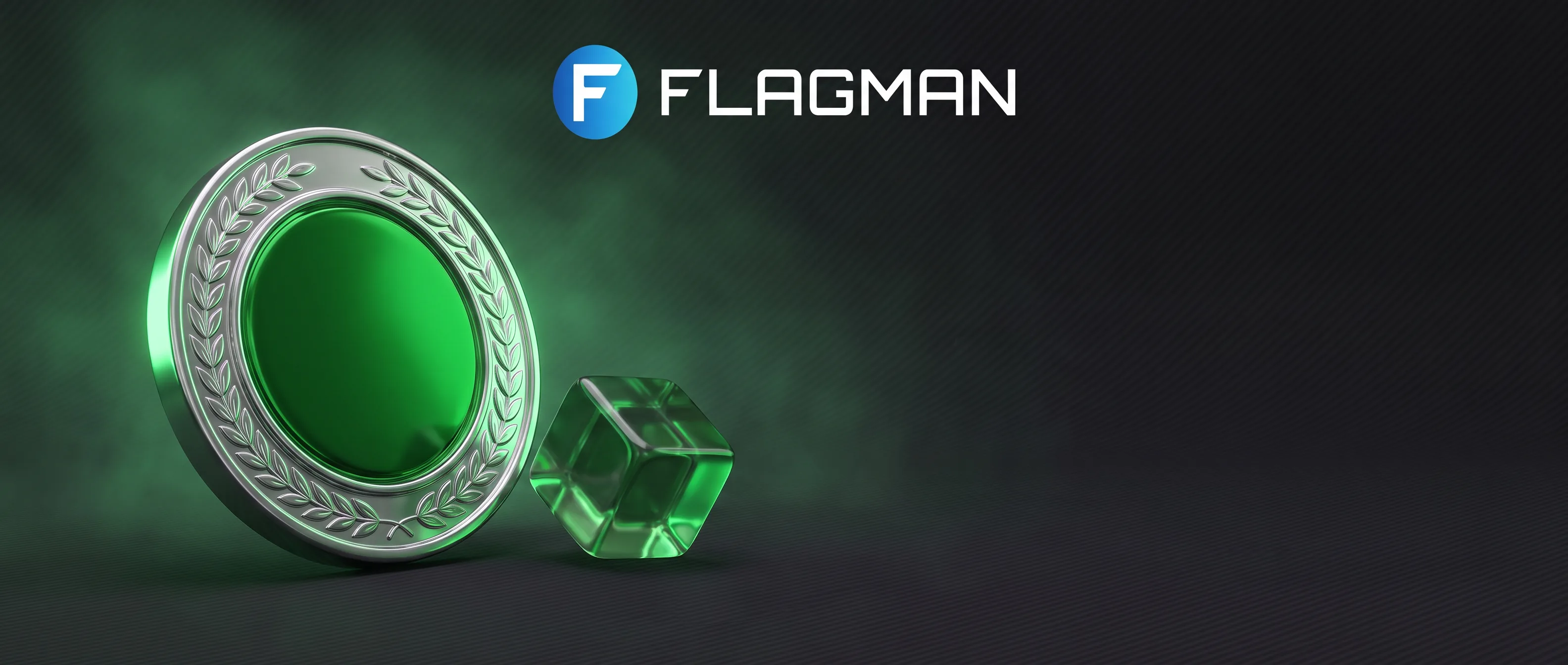 Silberne Flagman-Medaille mit grünen Akzenten